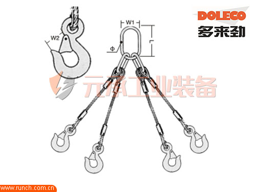DOLECO四腿成套压制钢丝绳索具（麻芯）